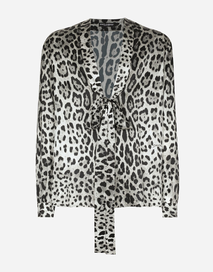 Dolce & Gabbana Leopard-print silk shirt with pussy-bow Print G5MI0TIS1WT