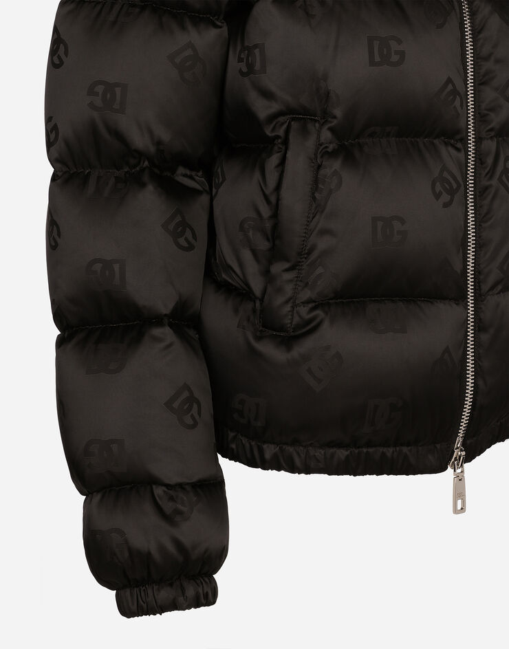 Dolce & Gabbana Padded satin jacquard down jacket with all-over DG logo Black F9P48TGDCL4