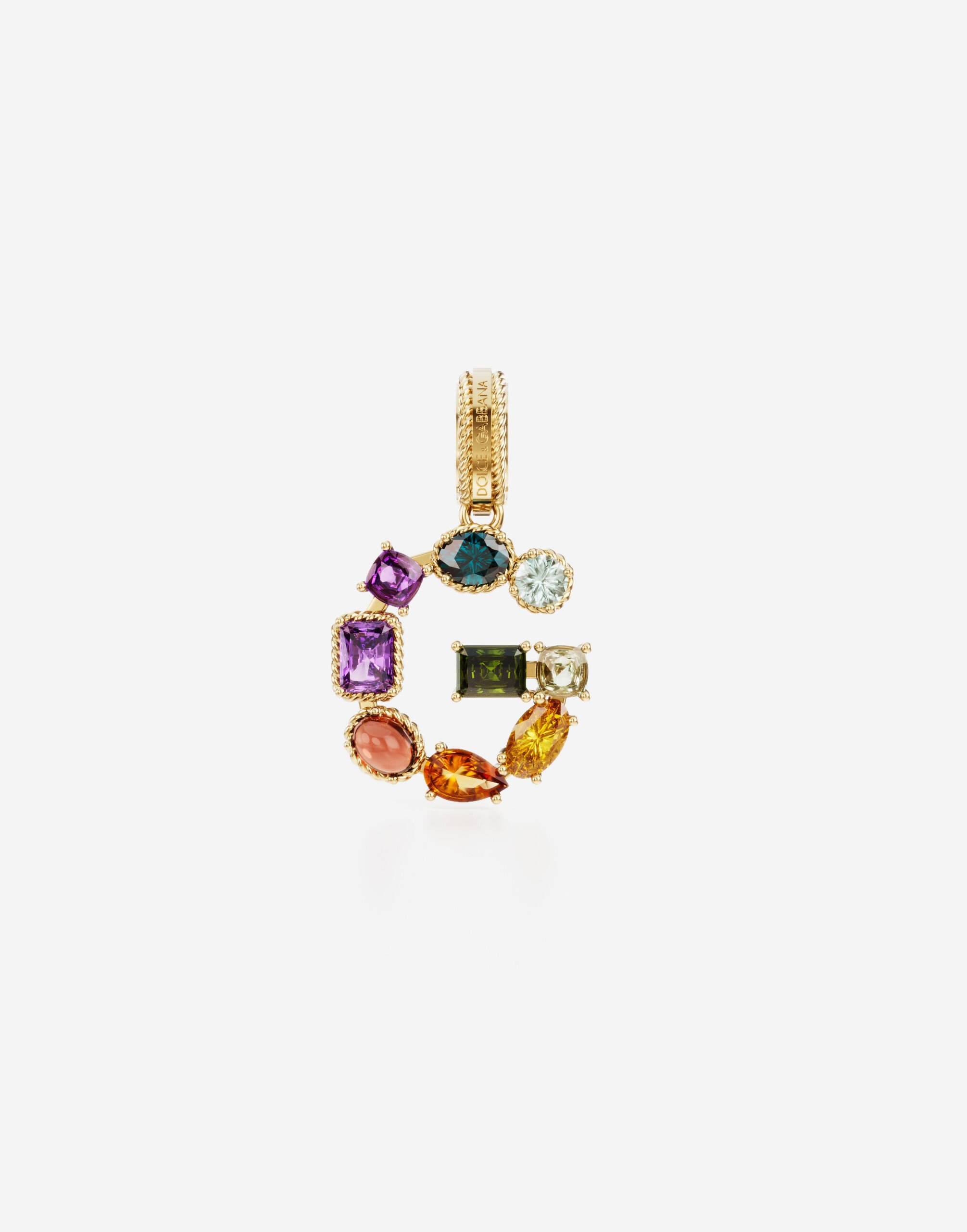 Dolce & Gabbana Rainbow alphabet G 18 kt yellow gold charm with multicolor fine gems Gold WANR2GWMIXB