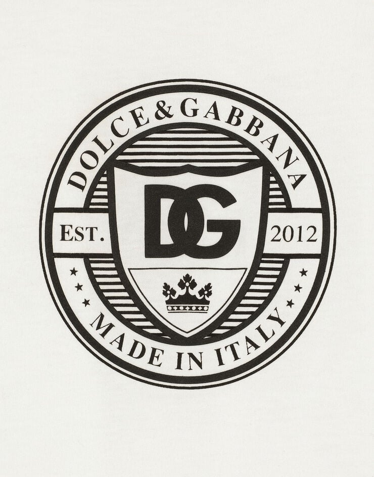 Dolce & Gabbana تيشيرت جيرسي بشعار DG بارز أبيض L4JTHVG7NXE
