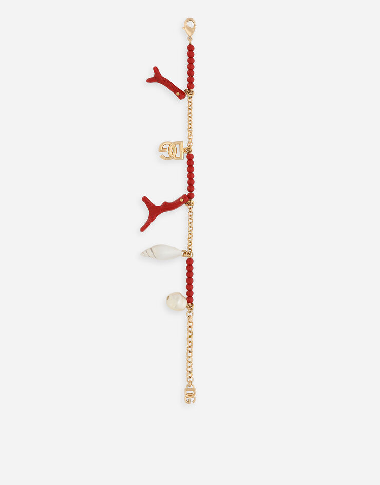 Dolce & Gabbana Bracelet avec logo DG, breloques coquillages et corail Doré WBQ6C4W1111