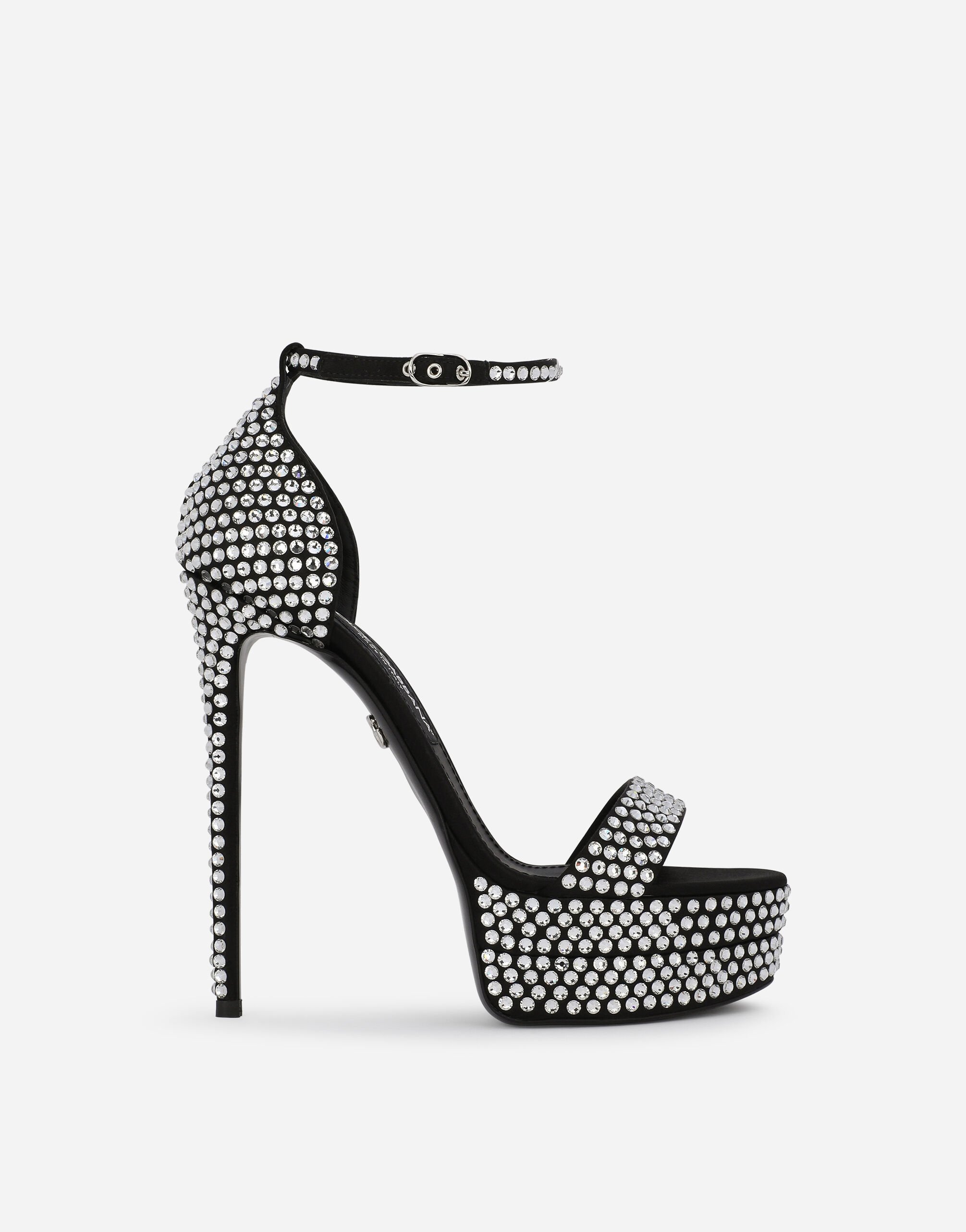 ${brand} Satin platform sandals with fusible rhinestones ${colorDescription} ${masterID}