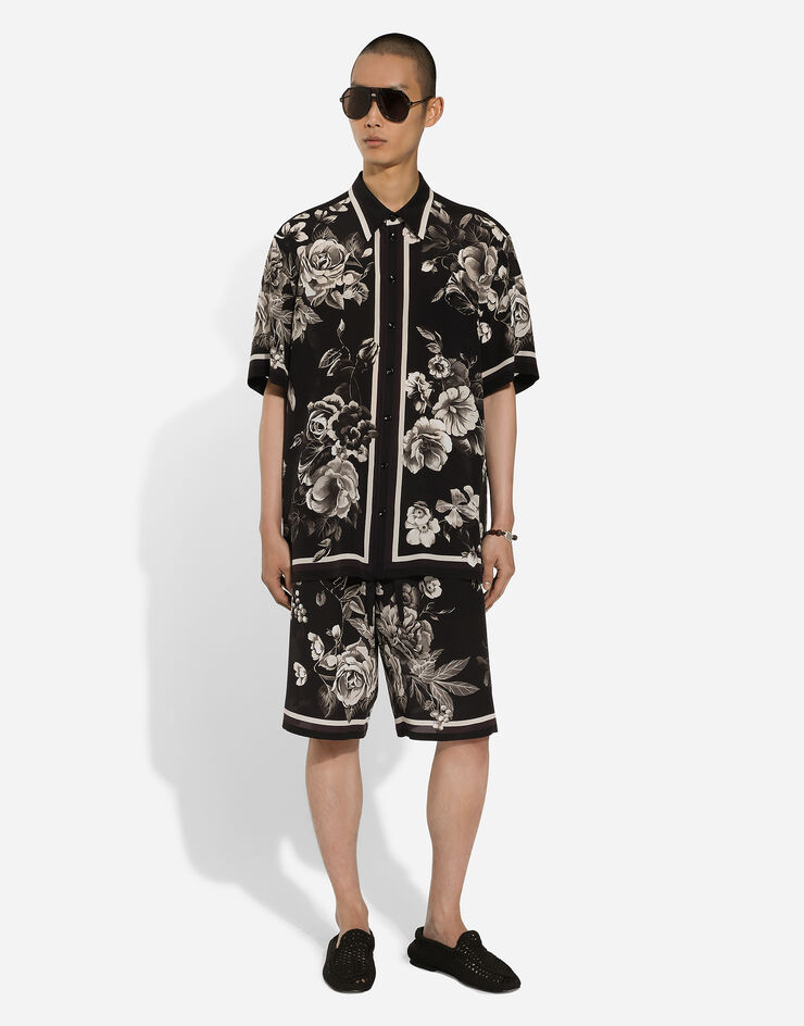 Dolce & Gabbana Silk Hawaiian shirt with floral print Print G5LG9THI1TW