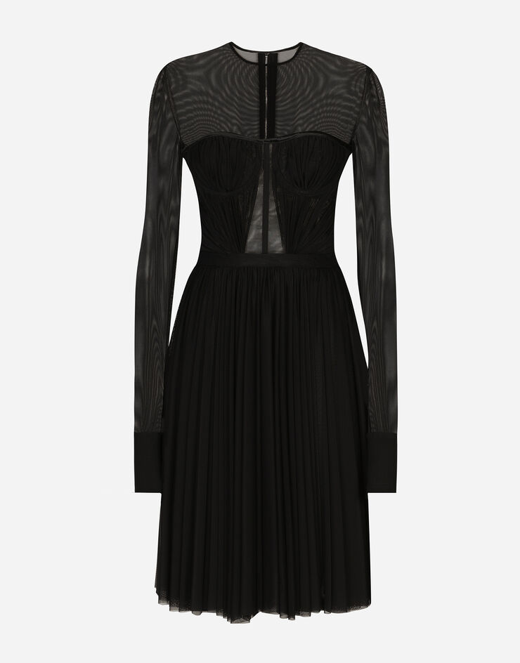 Dolce & Gabbana Robe en tulle léger avec détails bustier Noir F6JLGTFLRDA