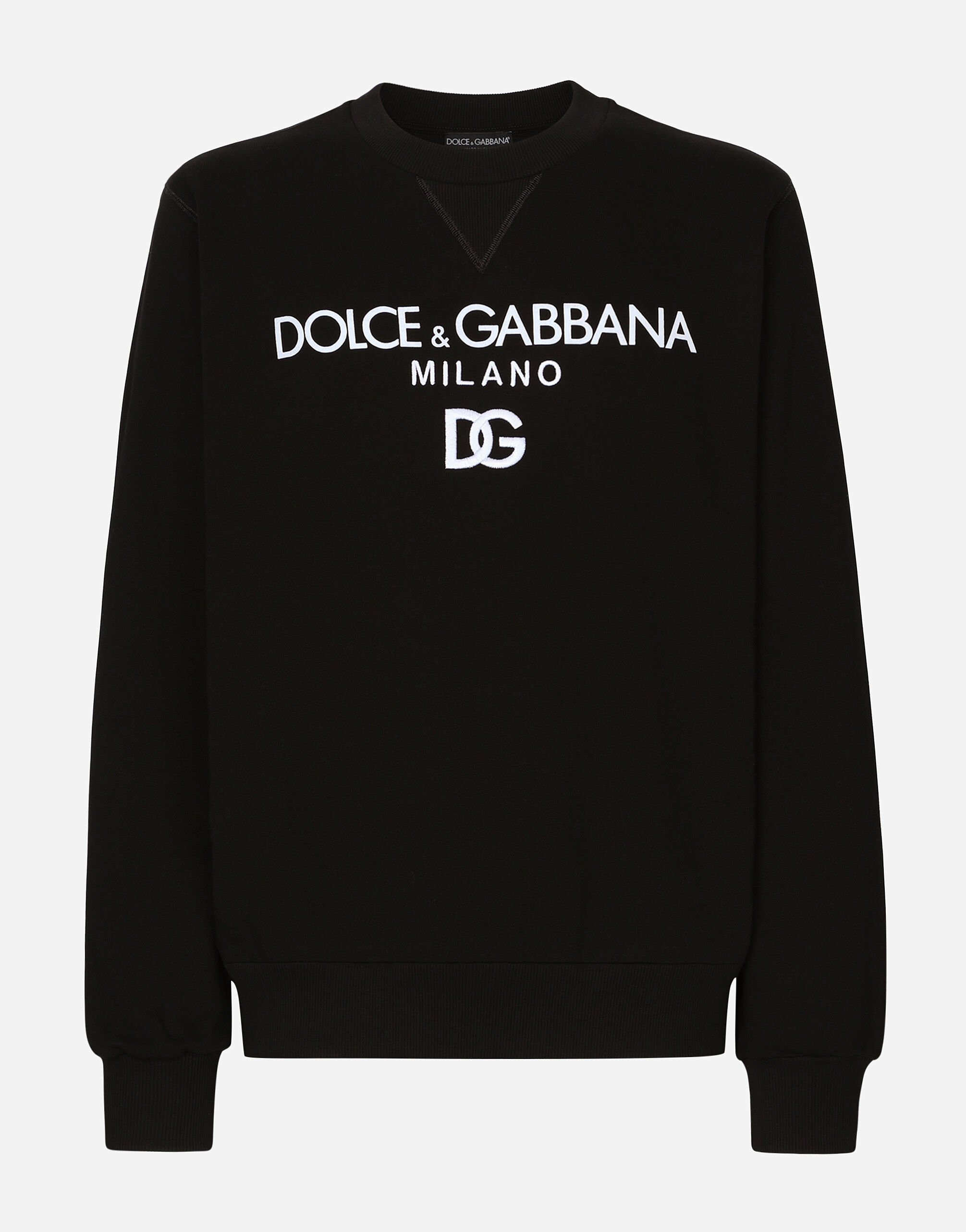 Jersey sweatshirt with DG embroidery in Black for | Dolce&Gabbana® US