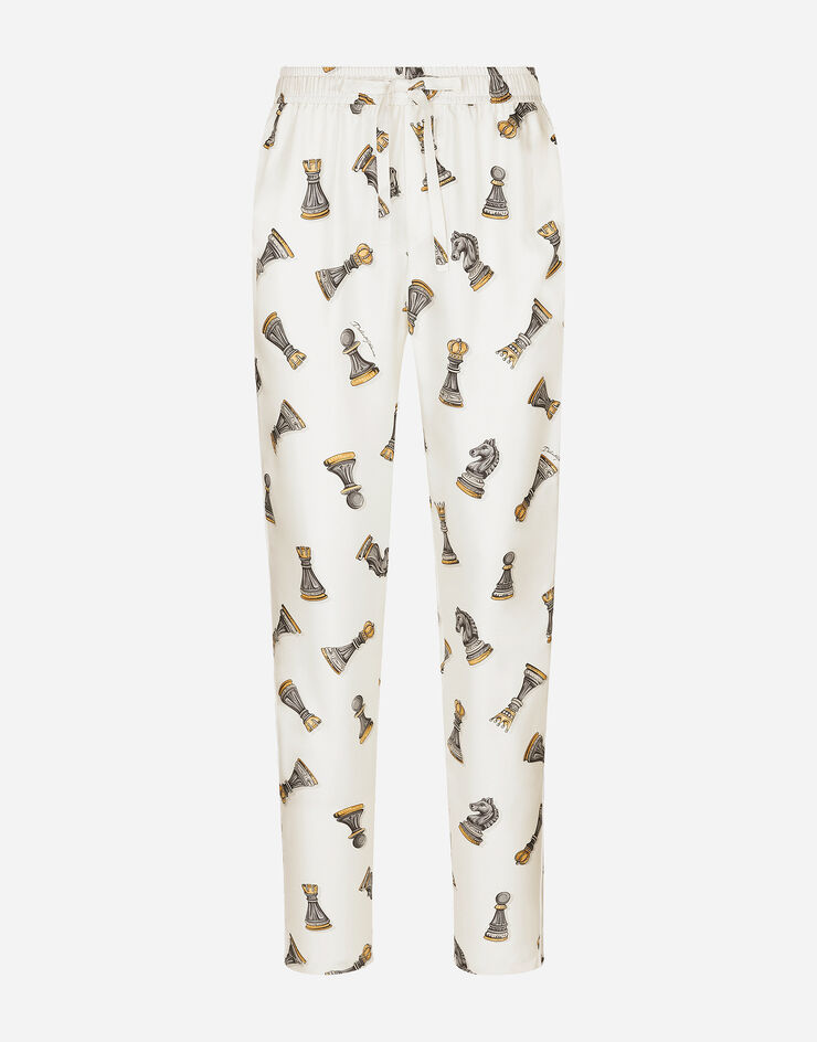 Dolce & Gabbana Silk twill jogging pants with chess-piece print Print GVCRATIS1VA