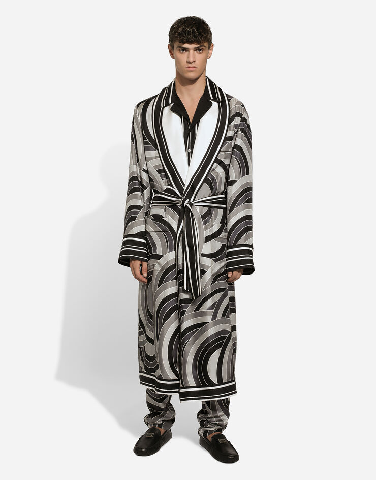 Dolce & Gabbana Robe de chambre en sergé de soie imprimé Imprimé G0936THI1QS
