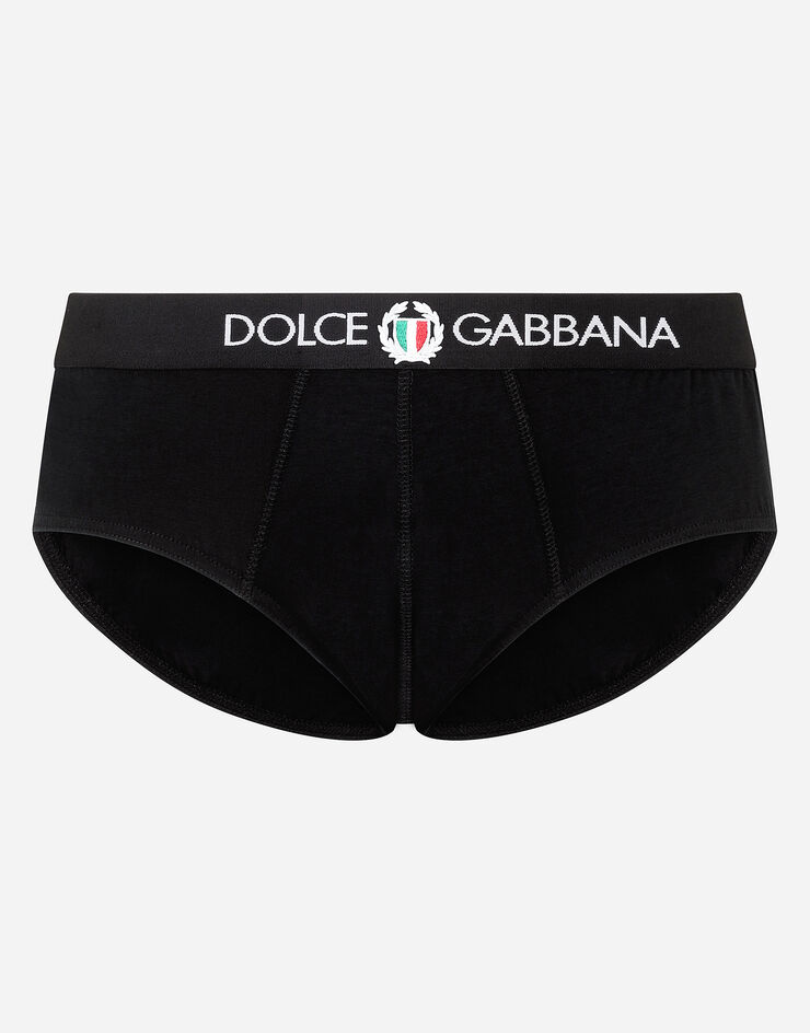 Dolce & Gabbana Slip Brando de punto bielástico con escudo Negro M3C03JONN94