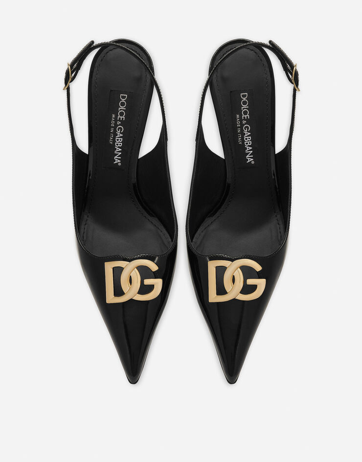 Dolce & Gabbana Slingback aus glänzendem Kalbsleder Schwarz CG0904A1037