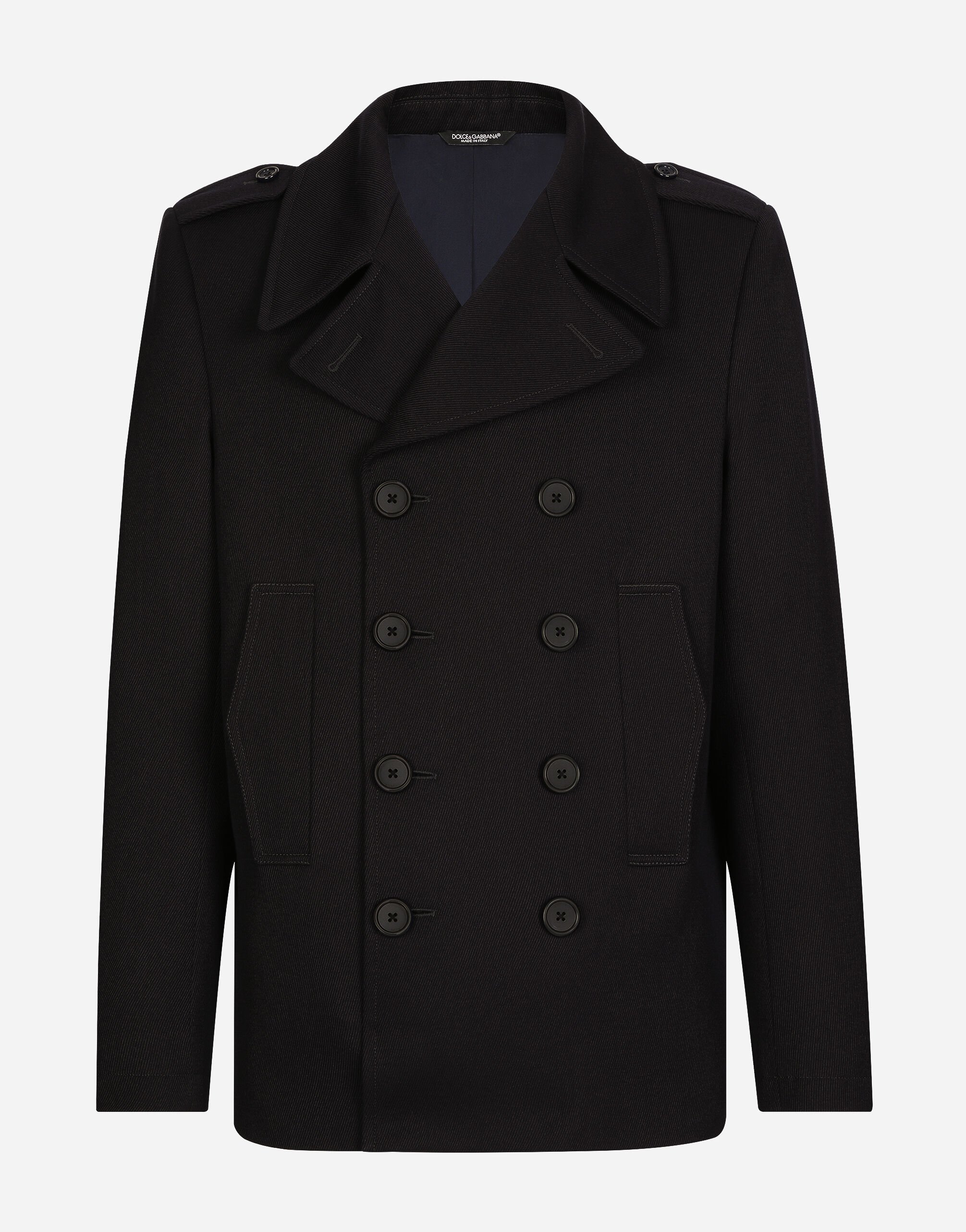 ${brand} Double-breasted wool pea coat with tag ${colorDescription} ${masterID}