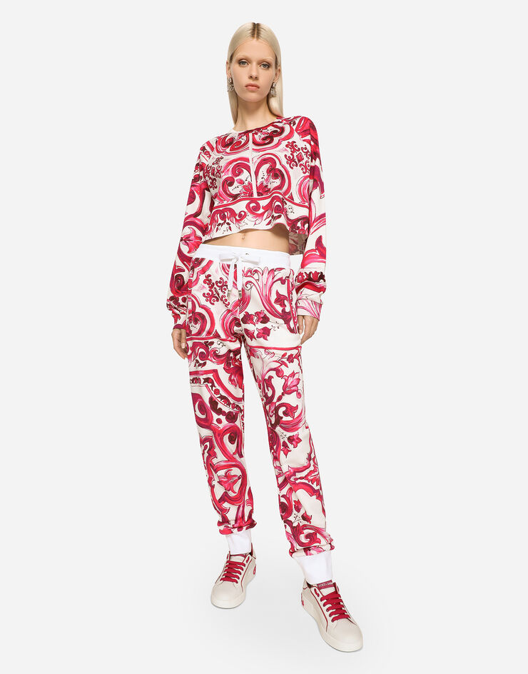 Dolce&Gabbana Pantalon de jogging en jersey à imprimé majoliques Multicolore FTBW3THS7MP