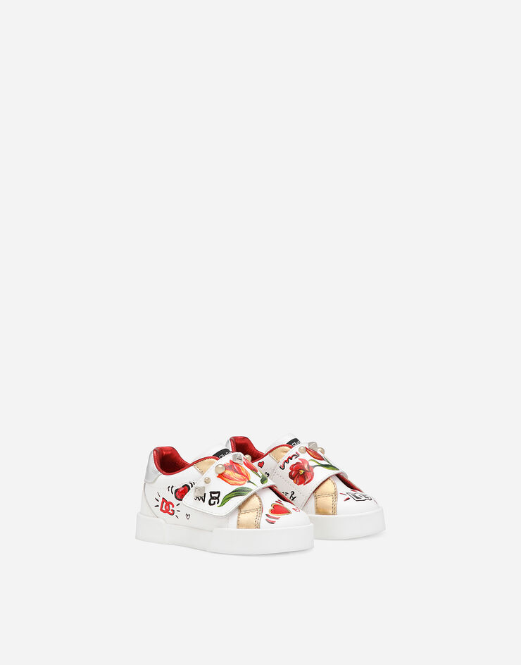 Dolce & Gabbana Sneakers basses en cuir de veau imprimé Multicolore DN0143AV686