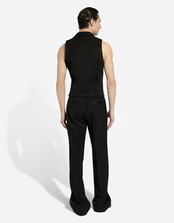 Dolce & Gabbana Single-breasted gabardine vest Black G713DTFU21E