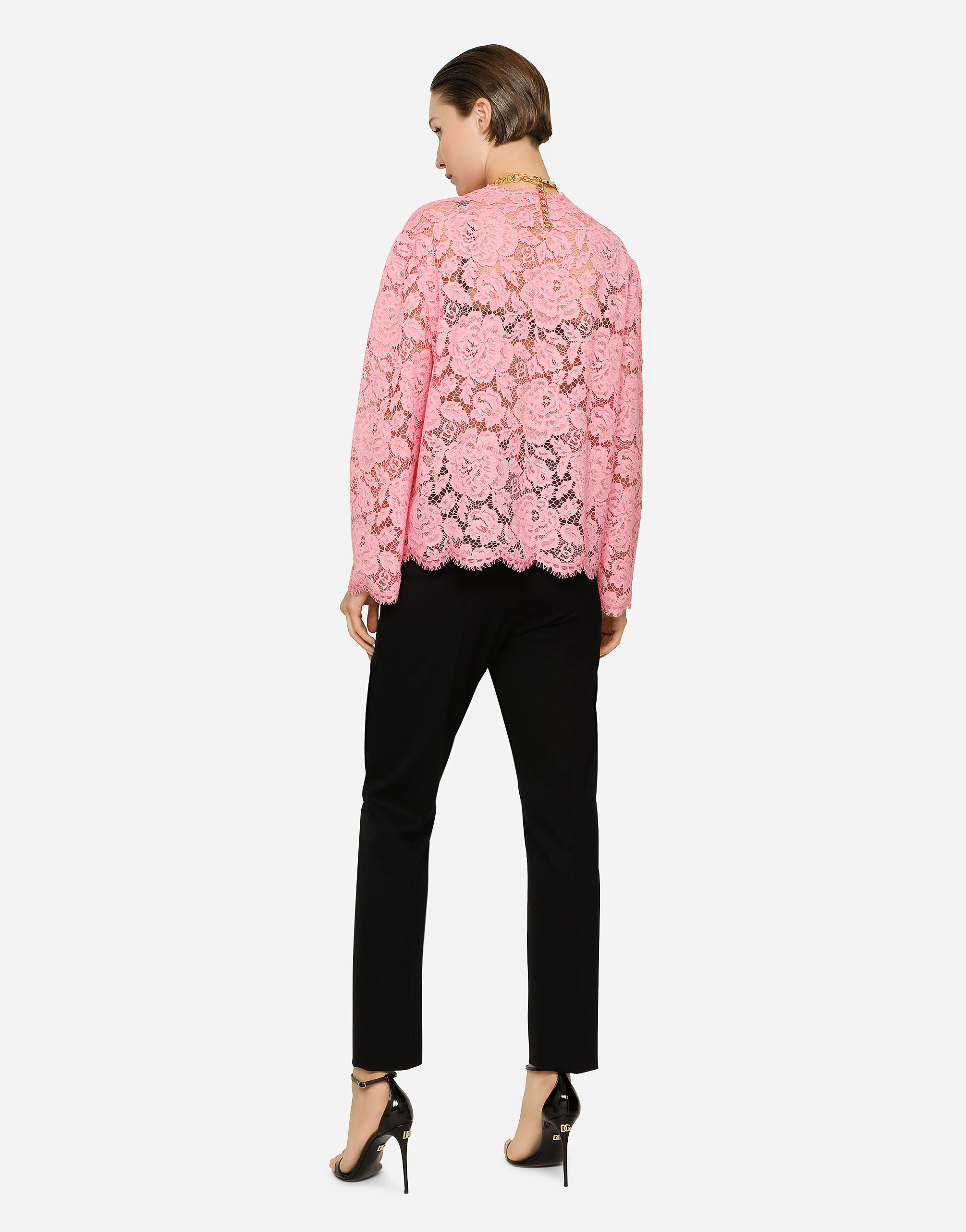Single-breasted lace jacket in Pink for | Dolce&Gabbana® US