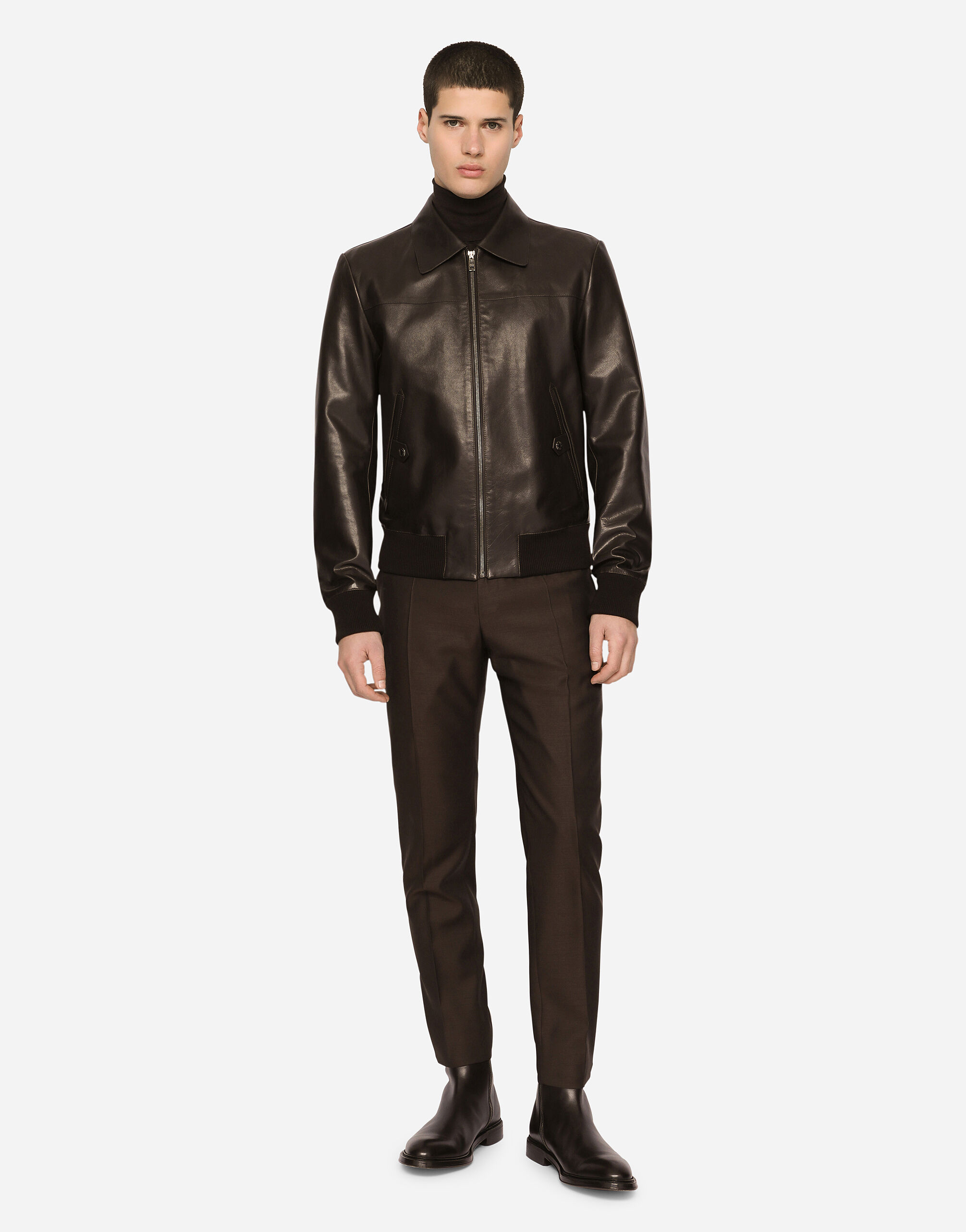 Leather jacket in Brown for | Dolce&Gabbana® US