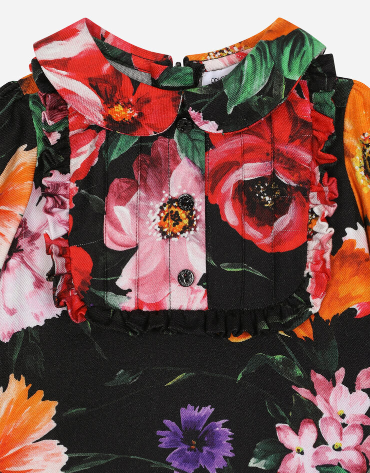 Dolce & Gabbana Abito in vaiella con stampa fiori su base nera Stampa L23DX9G7N4J