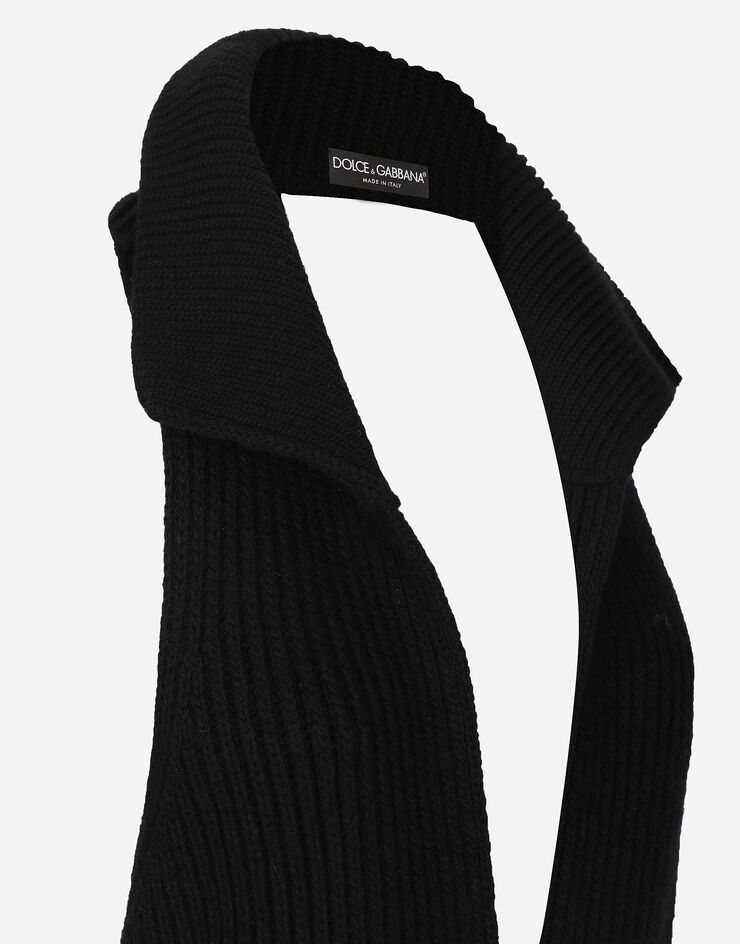 Dolce & Gabbana Long wool fisherman’s rib-knit vest Black FXT24TJFMGK