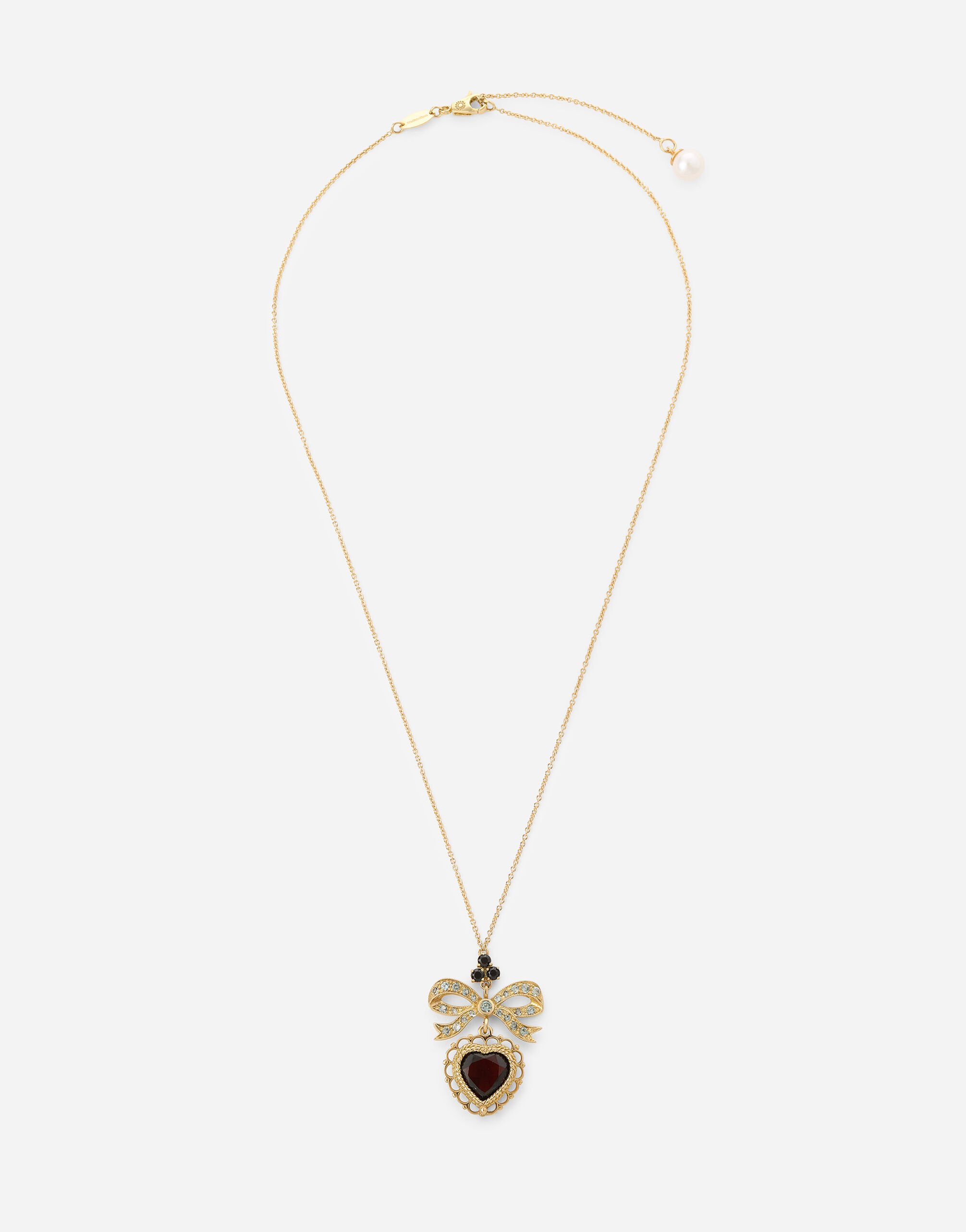 Dolce & Gabbana Pendentif Heart avec nœud et cœur sur chaîne en or jaune Or Jaune WELD2GWDPY1