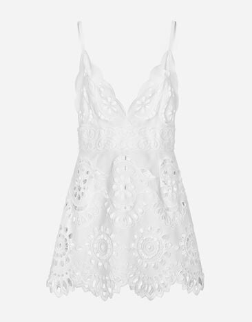 Dolce & Gabbana Cotton minidress with straps and cut-out detailing White F6JIHZGDCJR