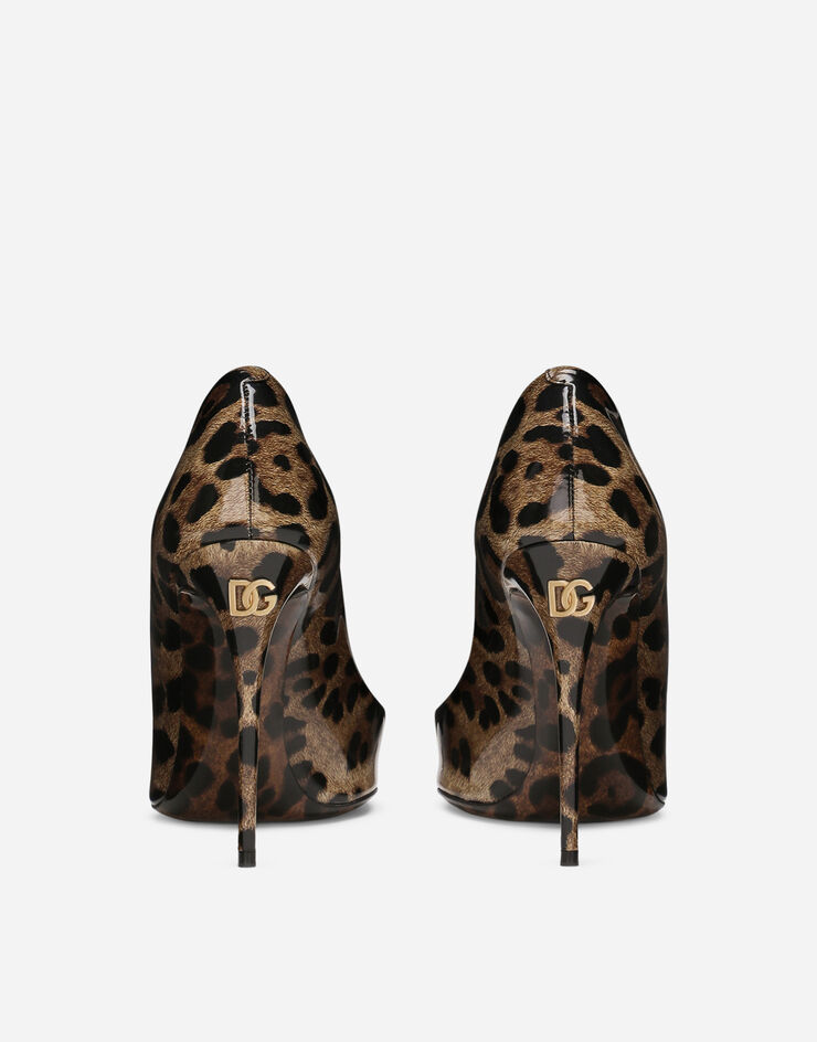 Dolce & Gabbana Pumps aus glänzendem Kalbsleder mit Print Animal-Print CD1841AM568