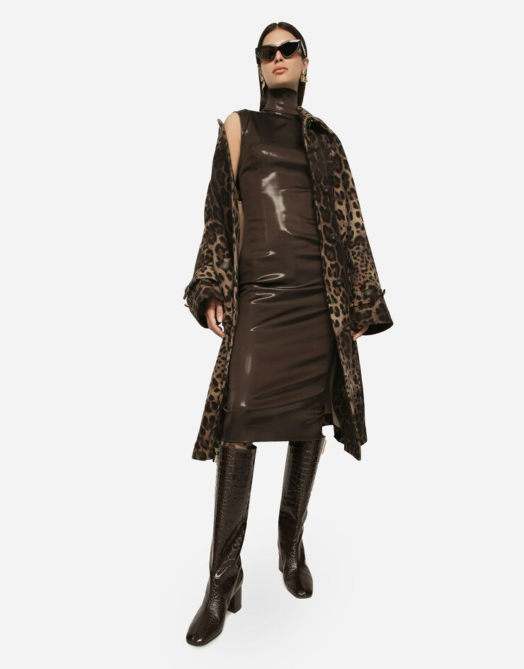 Dolce&Gabbana Abrigo de lana con estampado de leopardo y cinturón Estampado Animalier F0AZ2TFS3BQ
