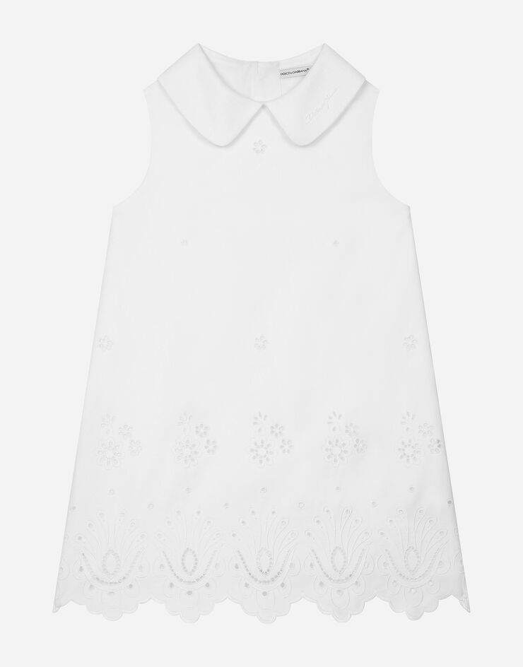 Dolce & Gabbana Vestido de popelina y encaje inglés Blanco L53DY4FG5BL