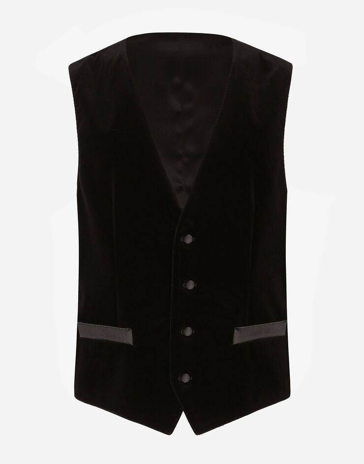 Dolce & Gabbana Single-breasted velvet vest Black G700PTGI254