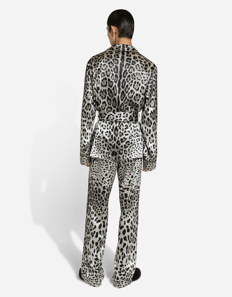 Dolce & Gabbana Pantalón de raso con estampado de leopardo Imprima GVRMATIS1WT