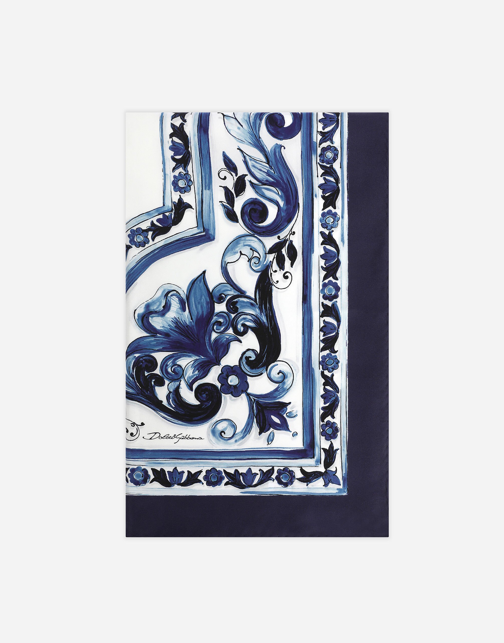 ${brand} Large majolica-print twill scarf (140 x 140) ${colorDescription} ${masterID}