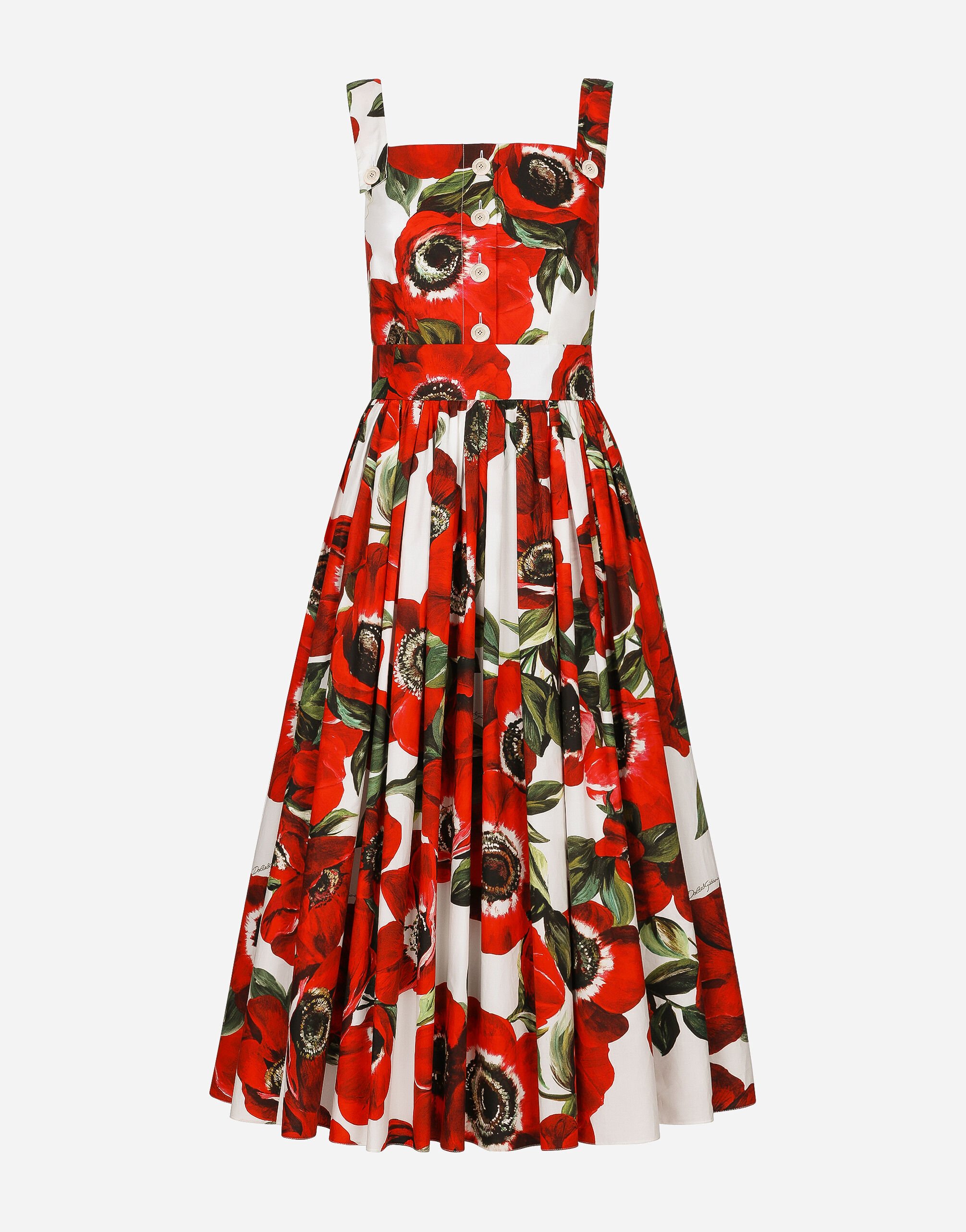 Dolce & Gabbana Cotton sun dress with anemone print Print L5J833FSG5V