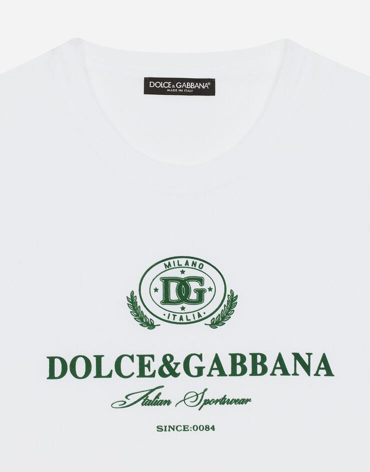 Dolce & Gabbana Camiseta de algodón con logotipo estampado Blanco G8RN8TG7NUC