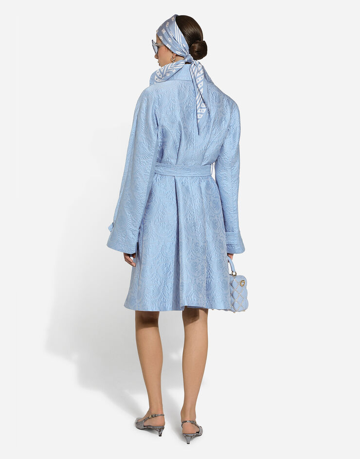 Dolce & Gabbana Quilted floral jacquard trench coat Azure F0C3RTHJMOK