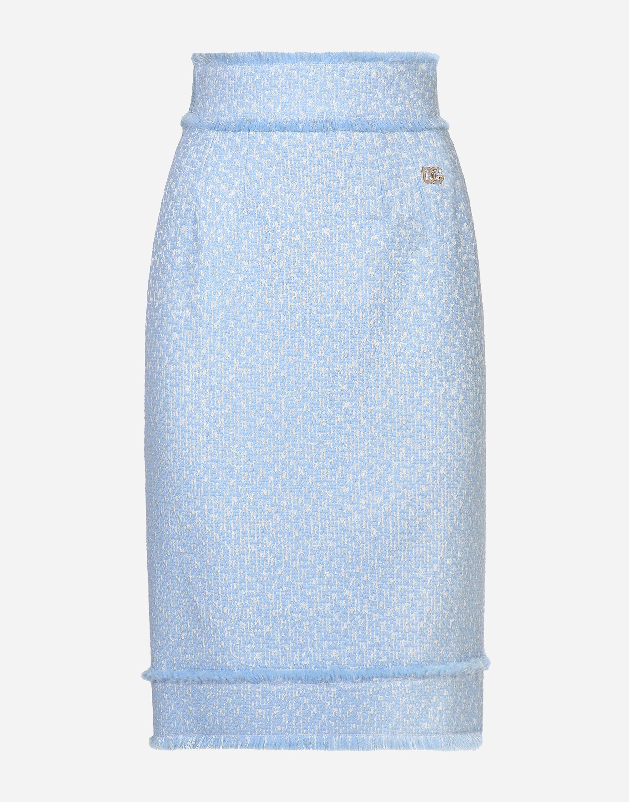 ${brand} Calf-length raschel tweed pencil skirt with DG logo ${colorDescription} ${masterID}