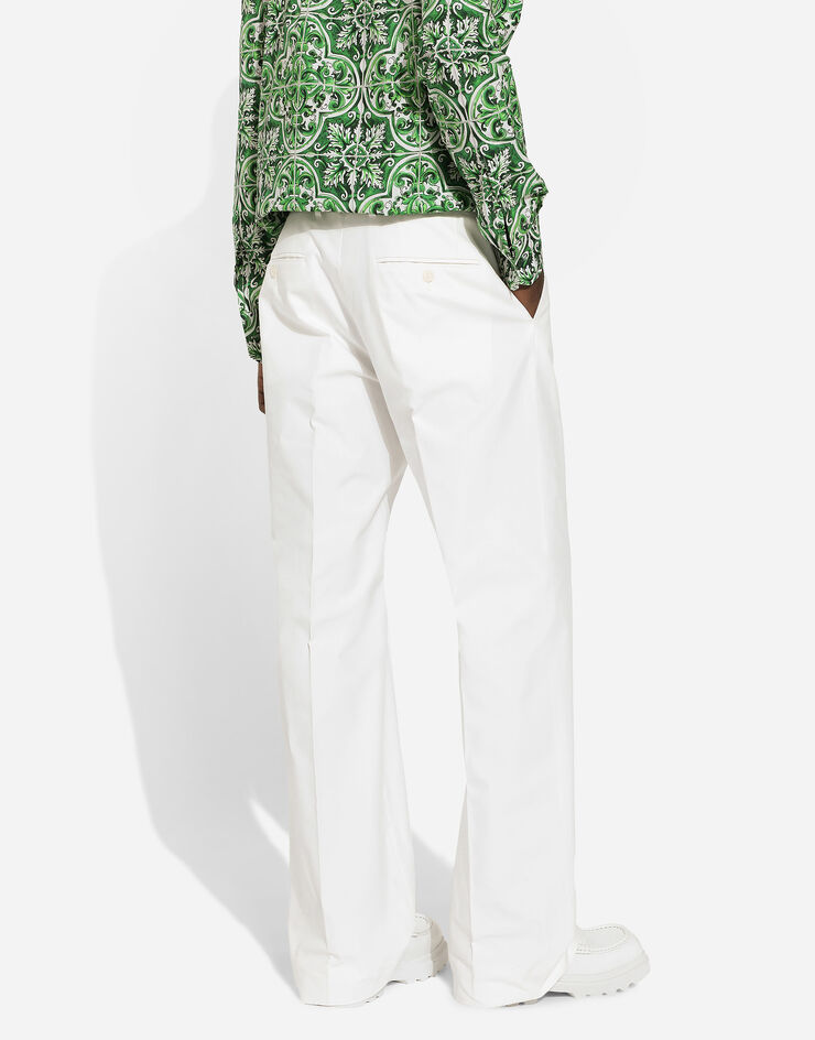 Dolce & Gabbana سروال جبردين قطني بساق مستقيمة أبيض GYZMHTFU60L