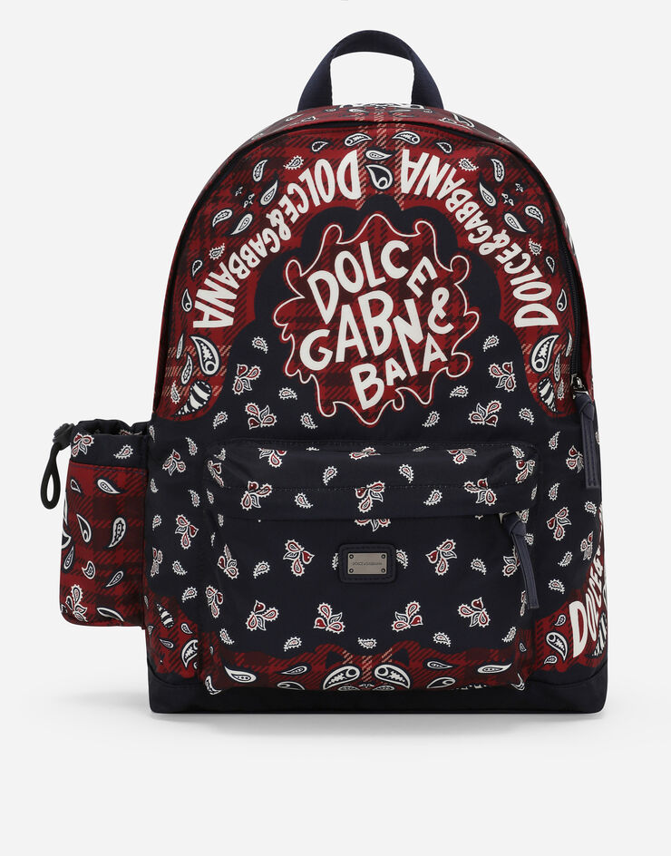 Dolce & Gabbana حقيبة ظهر نايلون بطبعة ربطة رأس مطبعة EM0139AW426