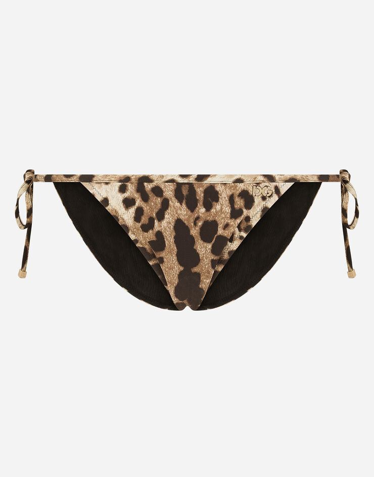 Leopard-print string bikini bottoms in Multicolor | Dolce&Gabbana®