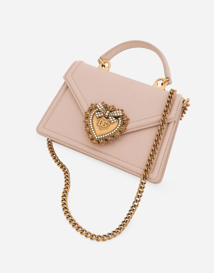 Small smooth calfskin Devotion bag in Pale Pink for Women | Dolce&Gabbana®