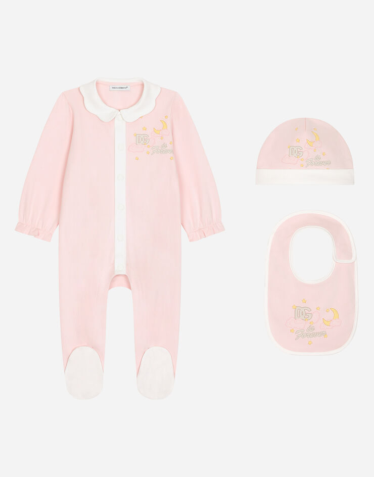 Dolce & Gabbana Set regalo 3 pezzi in interlock con stampa luna e stelle Rosa L2JO3BG7N2I