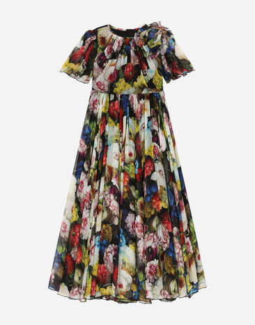 Dolce & Gabbana Chiffon dress with nocturnal flower print Print L53DE7G7EY0