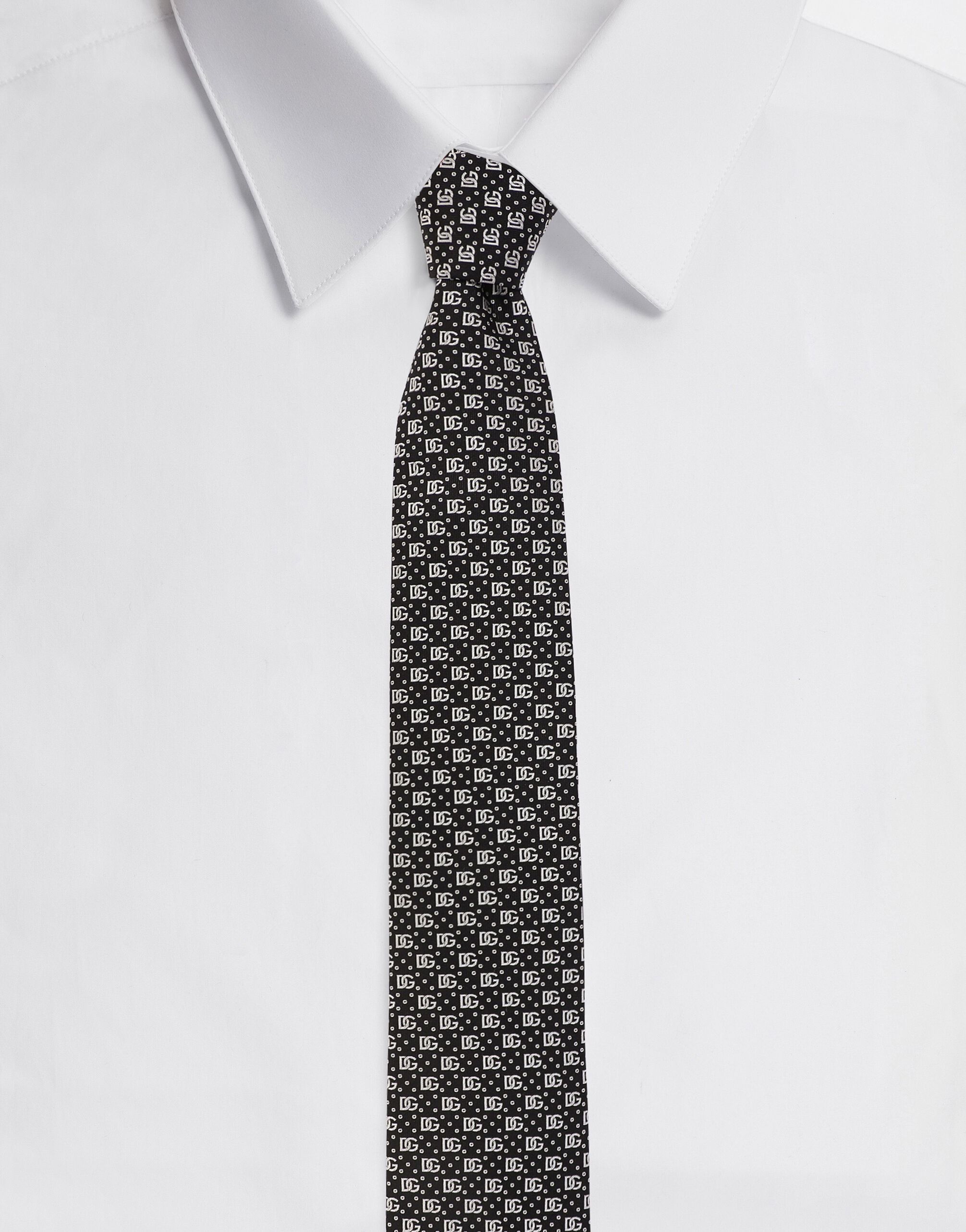 Dolce & Gabbana 8-cm silk jacquard blade tie with DG logo Gold WBN5L3W1111