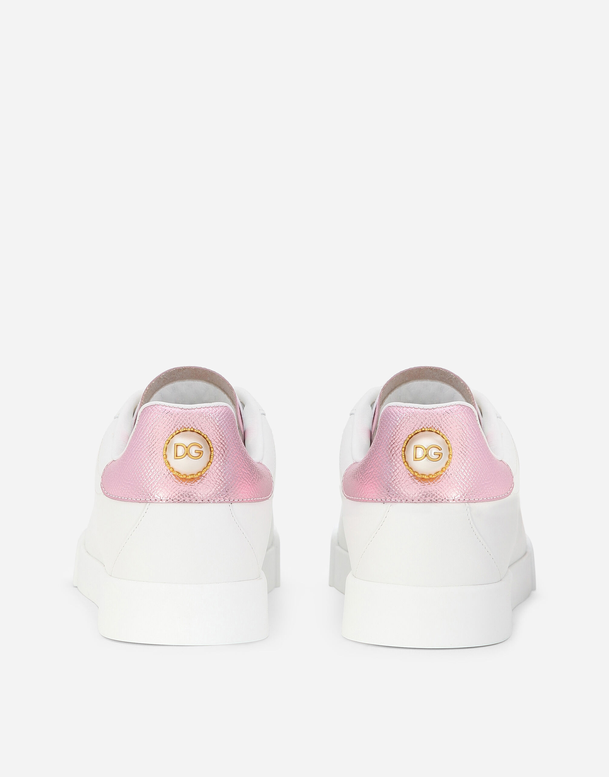 ホワイト/ピンクのウィメンズ Portofino sneakers in nappa calfskin ...