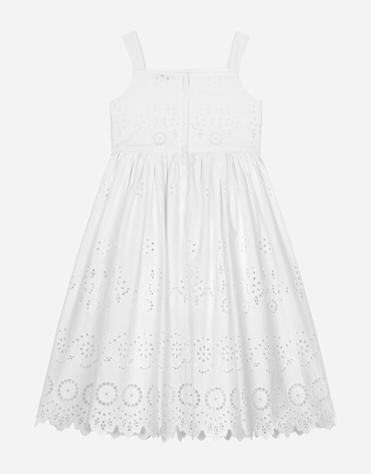 Dolce & Gabbana Vestido de popelina y encaje inglés Blanco L53DY5FG5BK