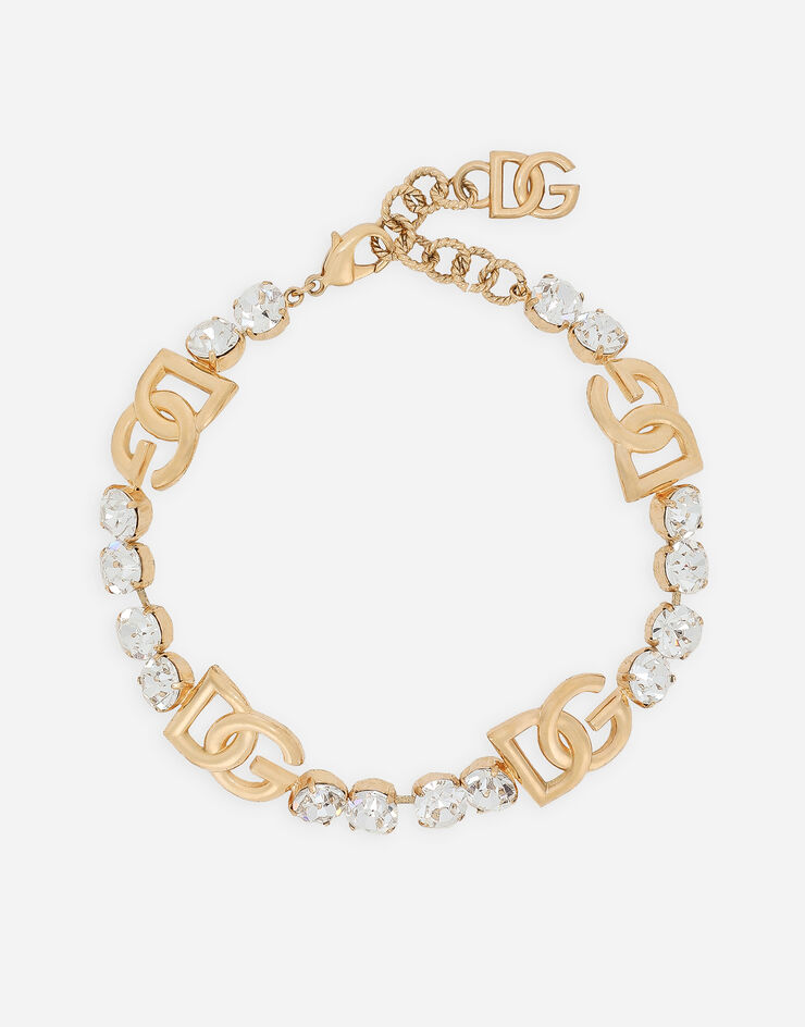 Dolce & Gabbana Rhinestoned choker with DG logo Gold WNO4S6W1111