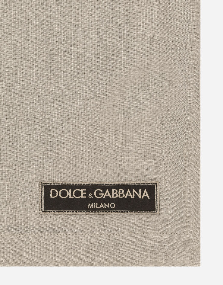 Dolce & Gabbana Camicia in lino con etichetta logata Beige L44S02G7NWR