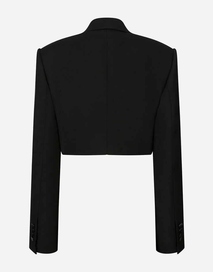Dolce&Gabbana Укороченный пиджак-смокинг из двойной шерсти черный F26X5TFU227