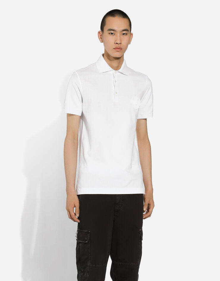 Dolce & Gabbana Cotton polo-shirt with DG logo embroidery White G8PL4ZG7NYY