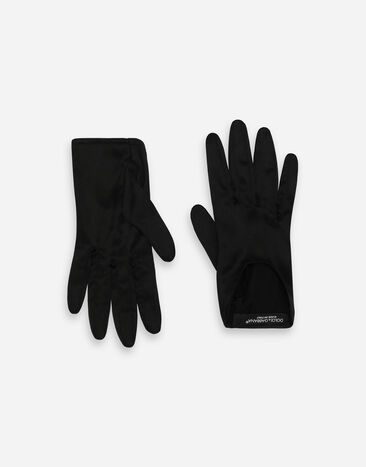 Dolce & Gabbana Kurze Handschuhe aus Seidensatin Schwarz FG125AFURAG