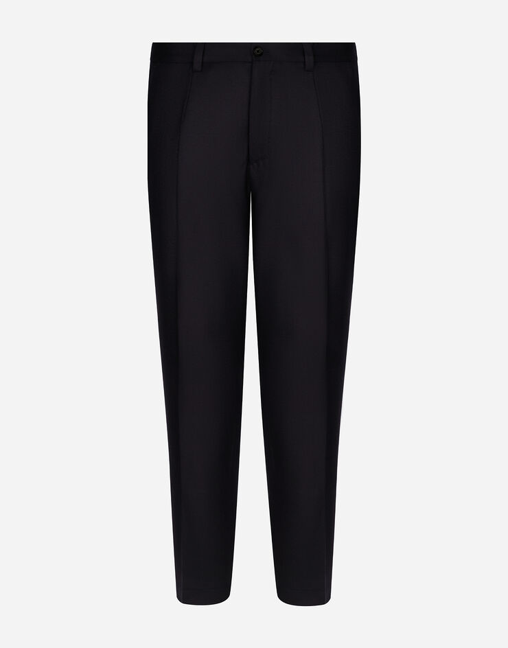 Dolce & Gabbana Pantalón sastre en franela de lana Azul GW13ETFU21Q