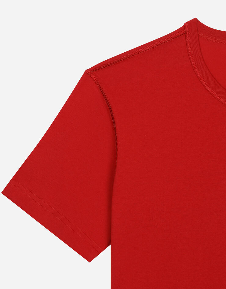 Cotton T-shirt with branded tag US | Dolce&Gabbana® in Red for