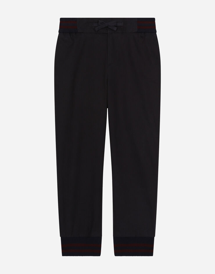 Dolce & Gabbana Pantalón de chándal de dril con placa con logotipo Azul L44P53FUFNH